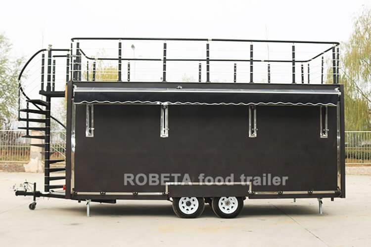 Folding Coffee Truck Two Story Mobile Food Trailer Double Decker